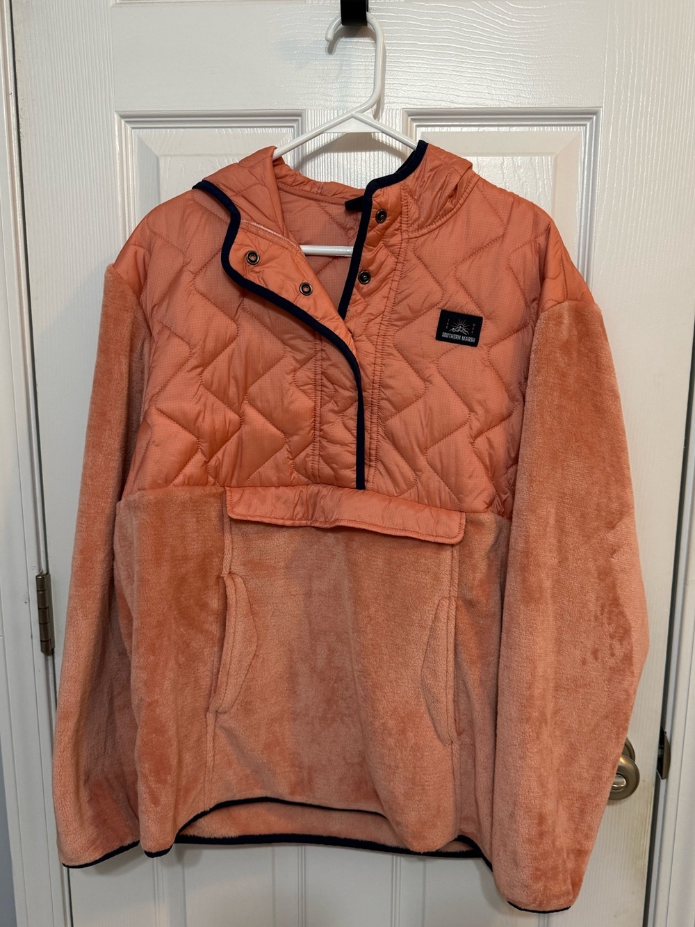 Southern Marsh Coral Quilted-Fleece Pullover Jacket
